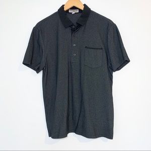 Express Men’s Black and Gray Stretch Polo Large